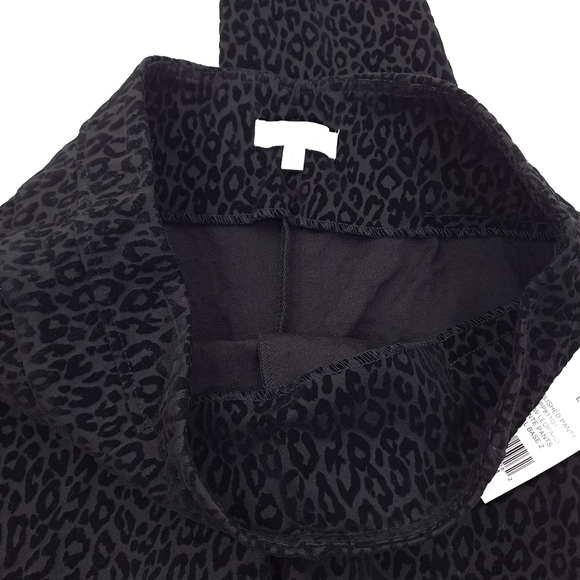 NEW DIRECTIONS Women's Black Ponte Pants Velvet Leopard High Rise Pull On Large - Picture 7 of 11